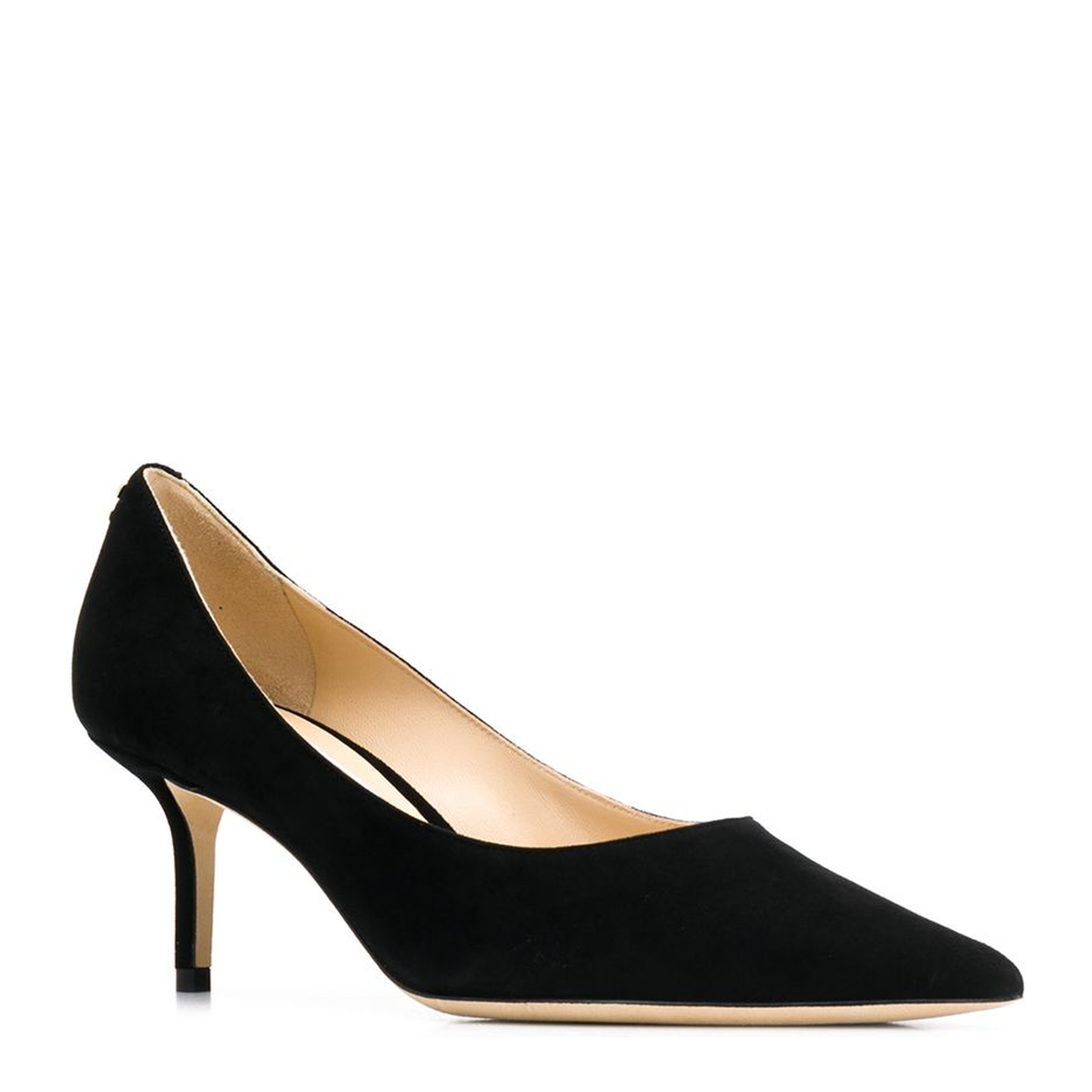 Black Suede Pointed Pumps with Emblem