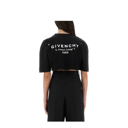 Cropped T-Shirt with Logo Print