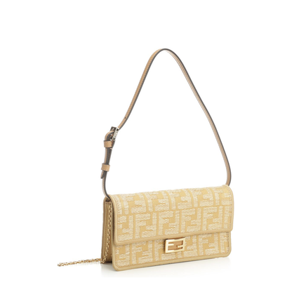 Baguette Jacquard Shoulder Bags - Beige