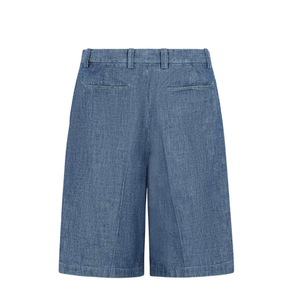 Blue Cotton Bermuda Shorts
