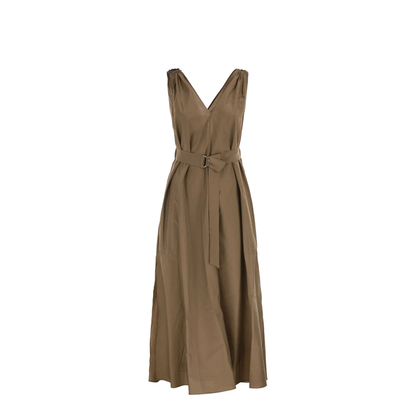 Techno Cotton Poplin Dress Brown