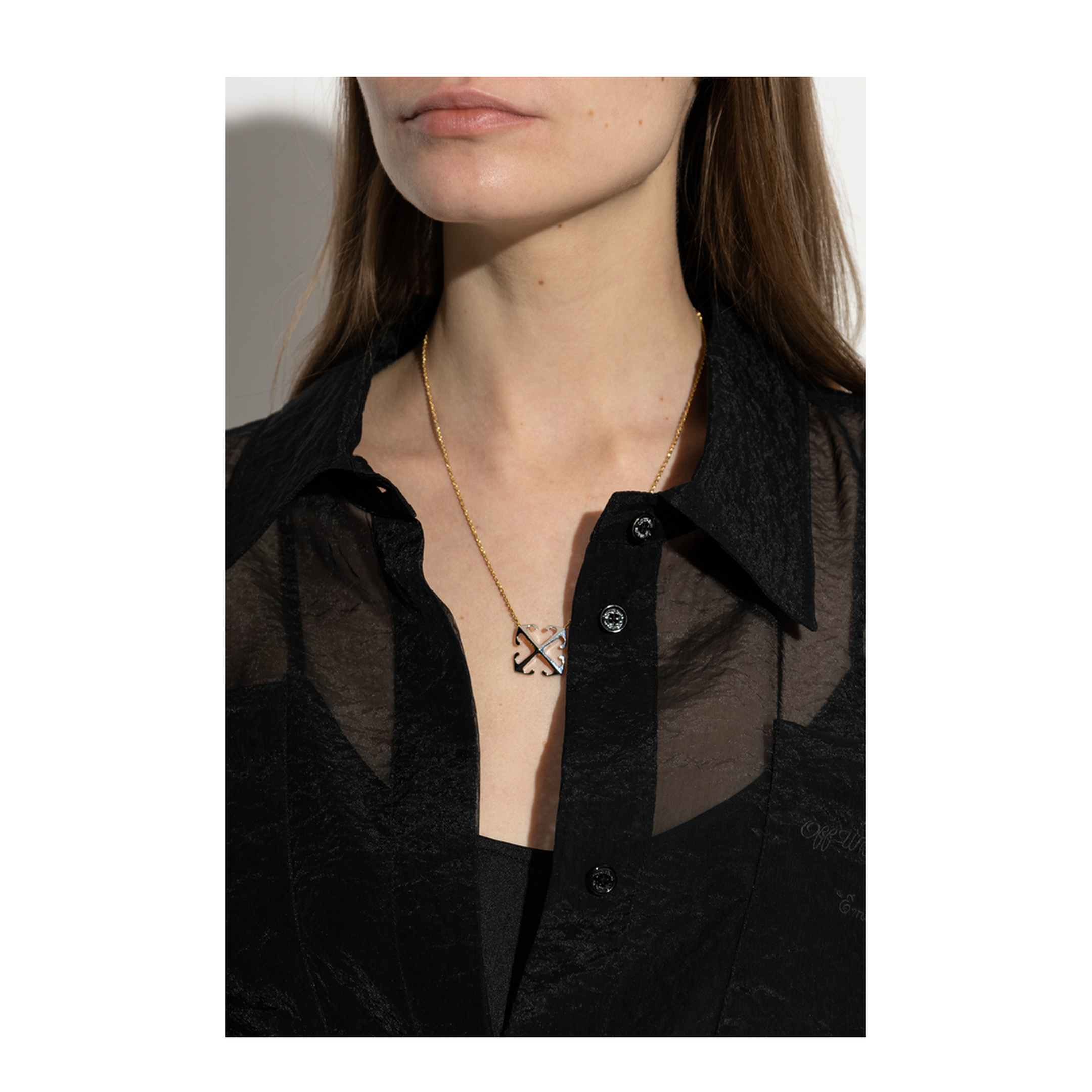 Bicolor Arrow Pendant Necklace in Gold