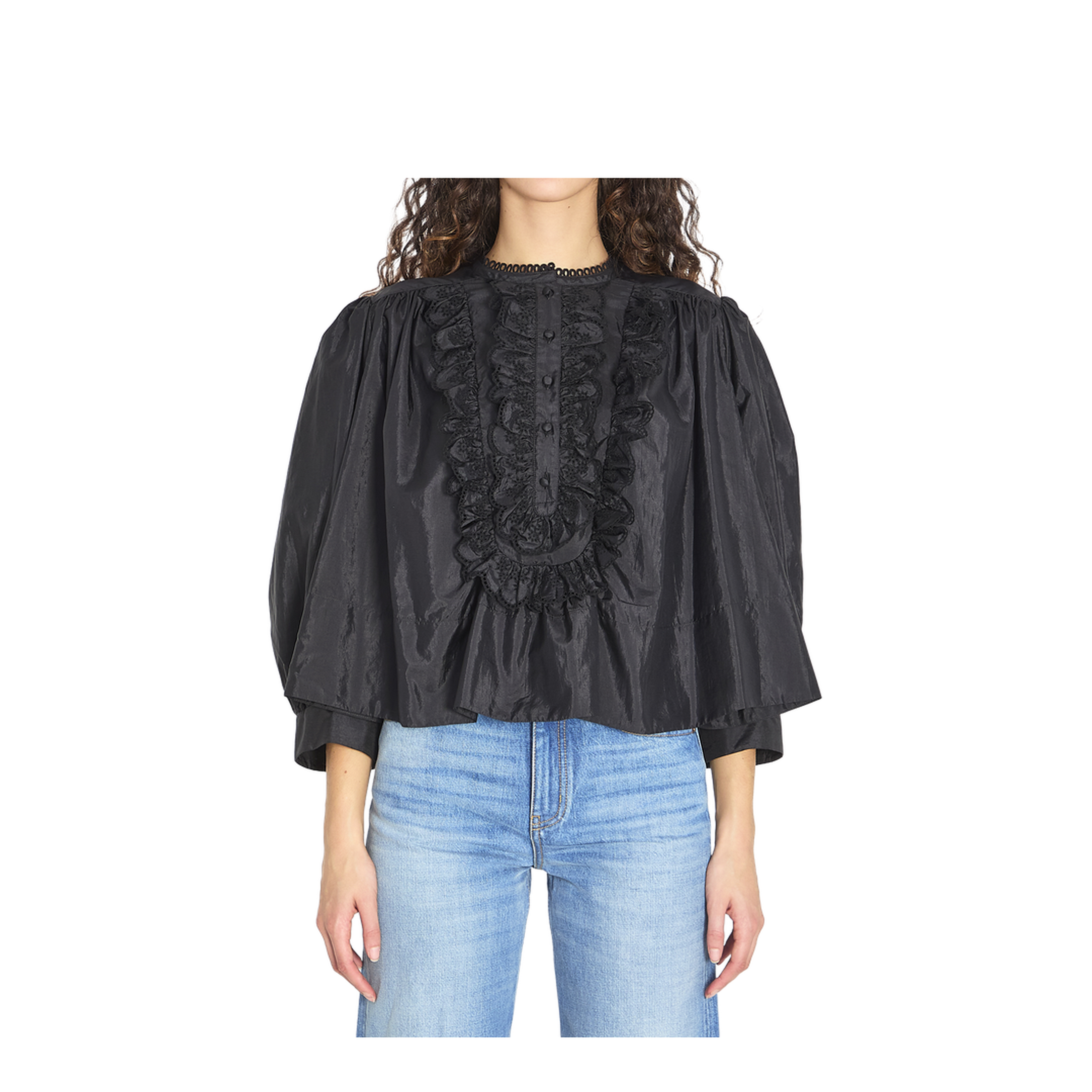 Gathered Ruffle Top in Technical Taffeta