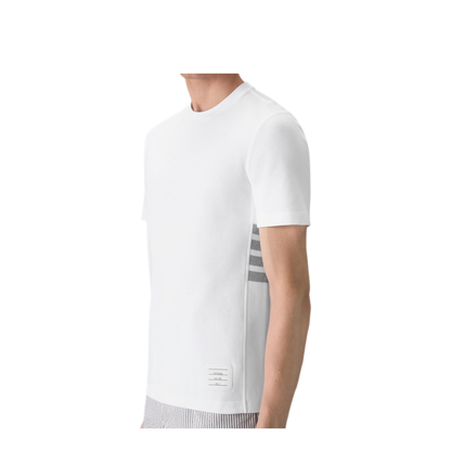 MAYFEYR - Thom Browne - Short Sleeve Tee With Engineered 4 Bar Stripe In Classic Pique - MJS123A00050100