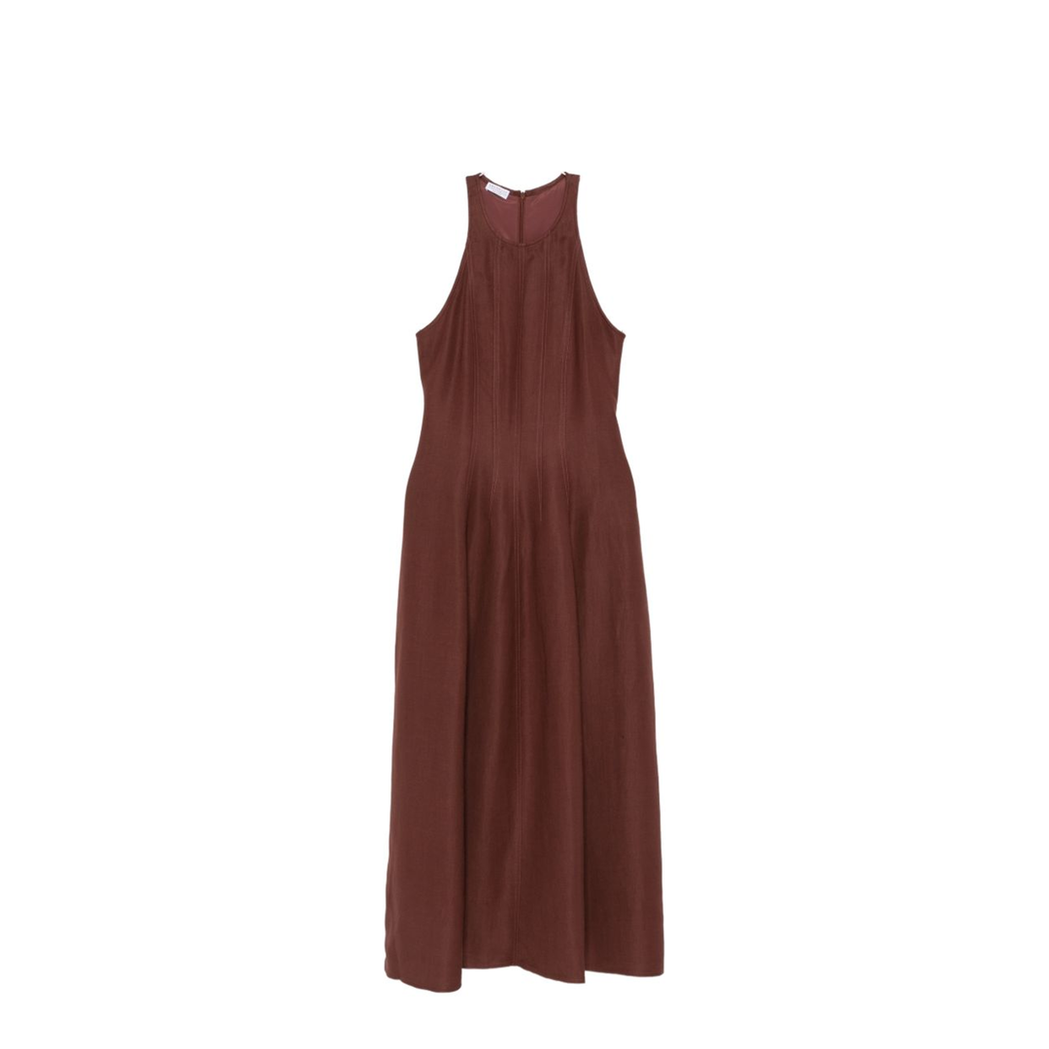 Sleeveless Panelled Midi Dress Brown