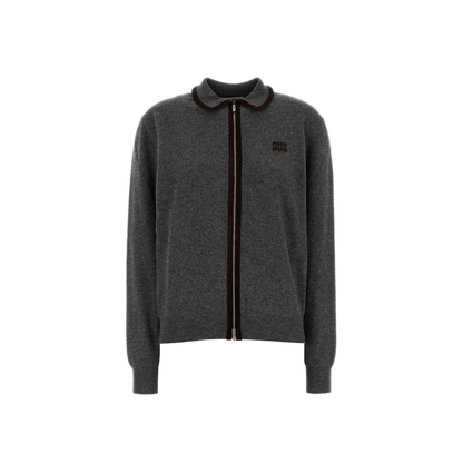 MAYFEYR - Miu Miu - Dark Grey Wool Blend Cardigan - MMF03USOOO6029F0480
