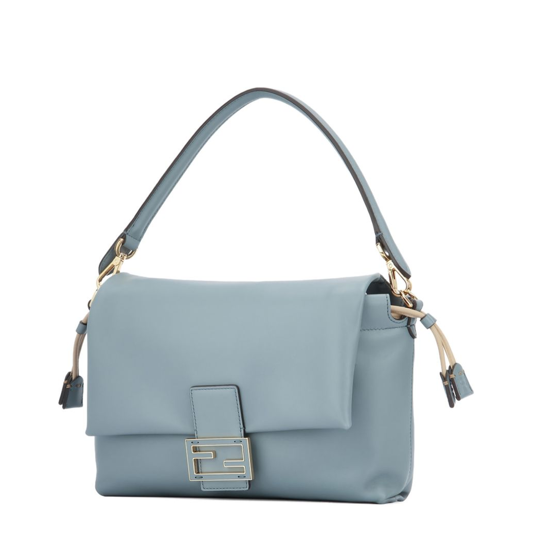 Mamma Baguette Medium Leather Shoulder Bag - Light Blue