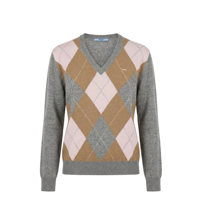 MAYFEYR - Prada - Argyle-Pattern V-Neck Cashmere Sweater - P24G3QSOOO6519