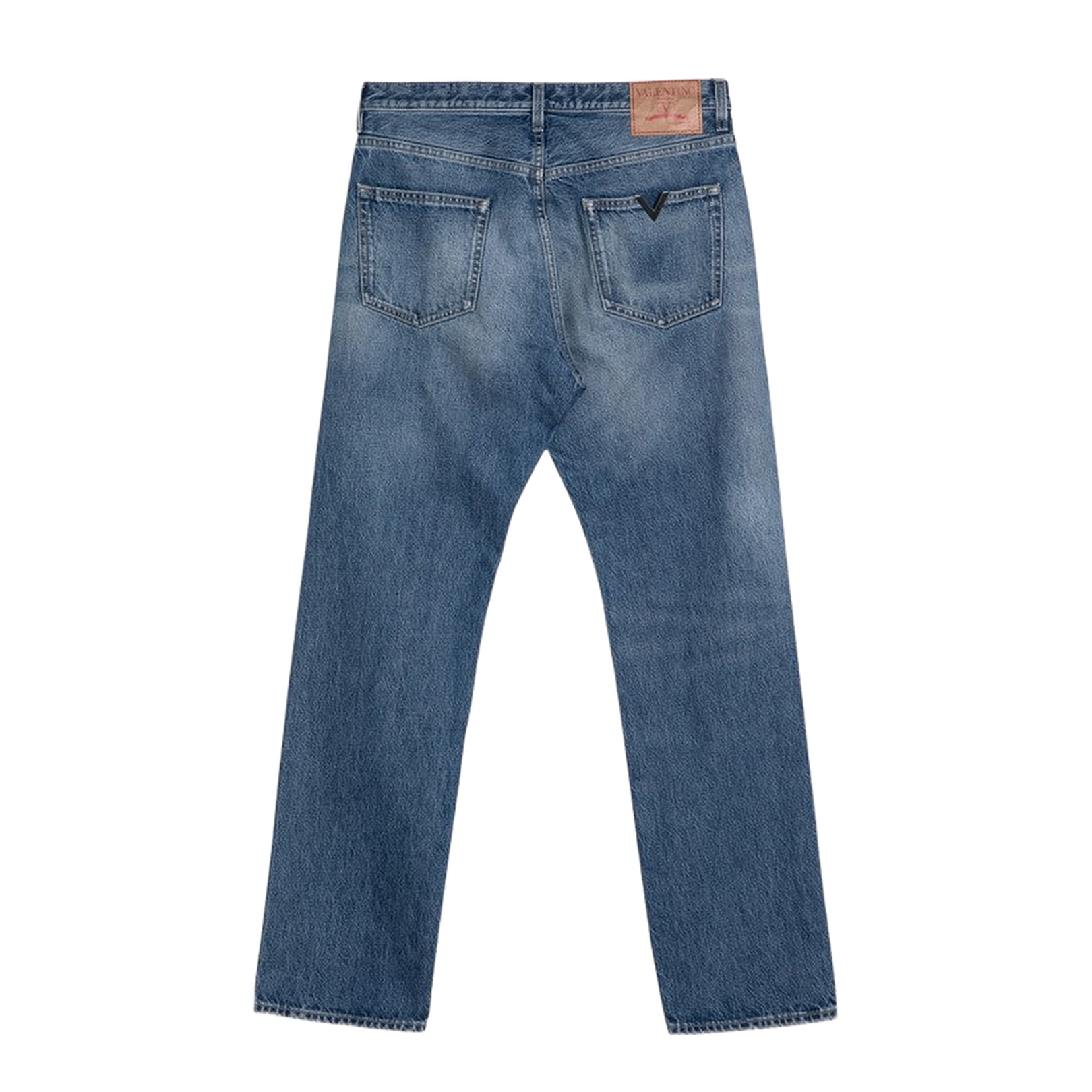 Blue Washed-Effect Denim Jeans