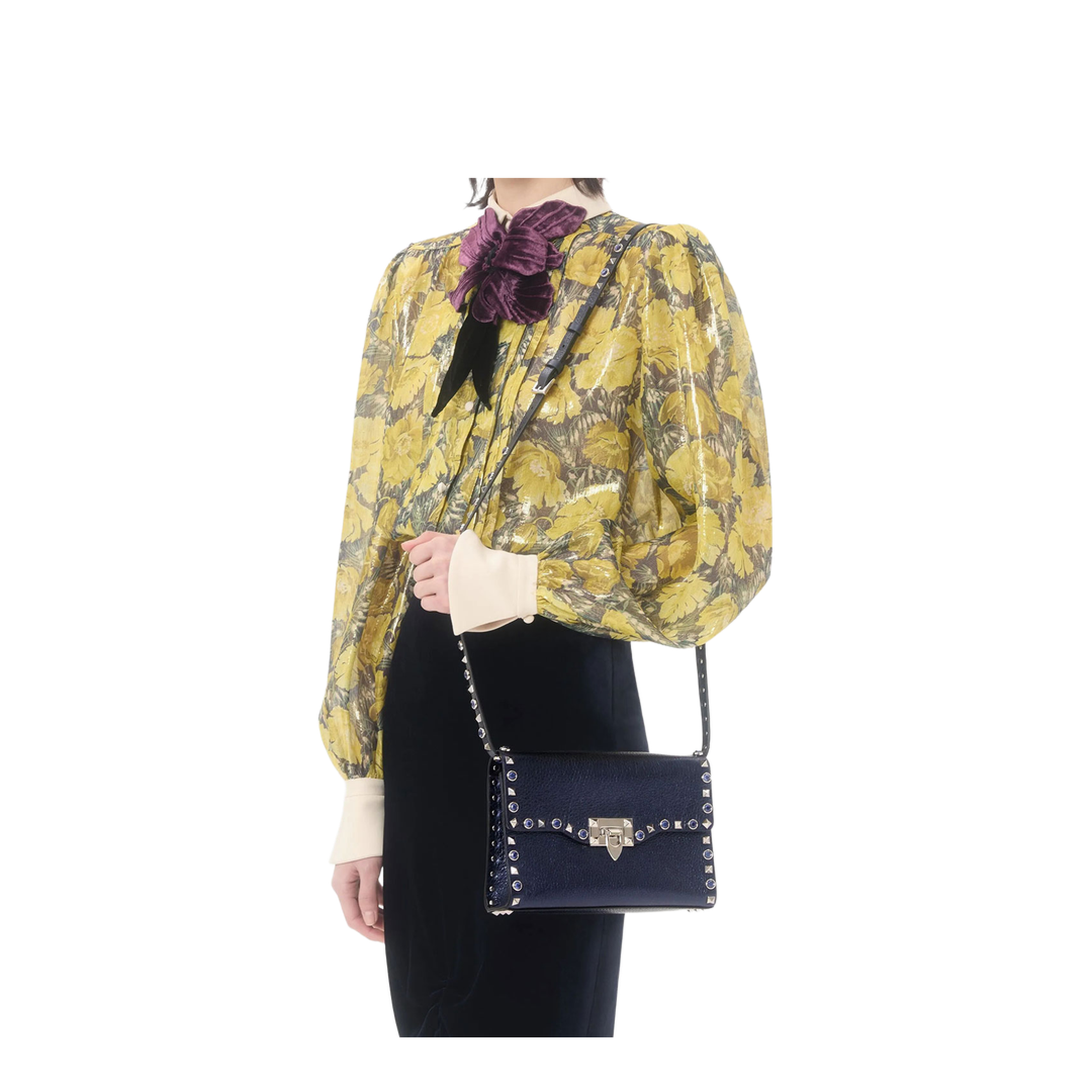 MAYFEYR - Valentino - Rockstud Small Shoulder Bag In Laminated Leather With Cabochon Stones - WB0181PAXF8Y