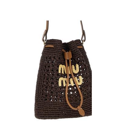 Cocoa Brown Natural Woven Fabric Mini-Bag