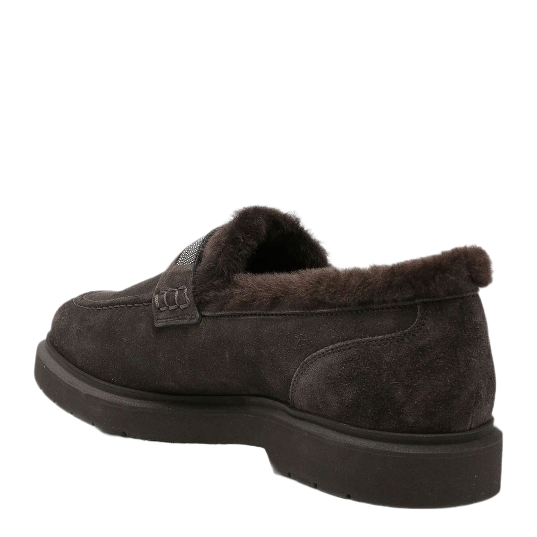 MAYFEYR - Brunello Cucinelli - Suede Penny Loafers With Shearling Lining And Precious Insert - MZSFG2569