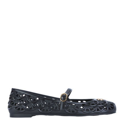 Black VLogo Signature Rubber Ballet Flats