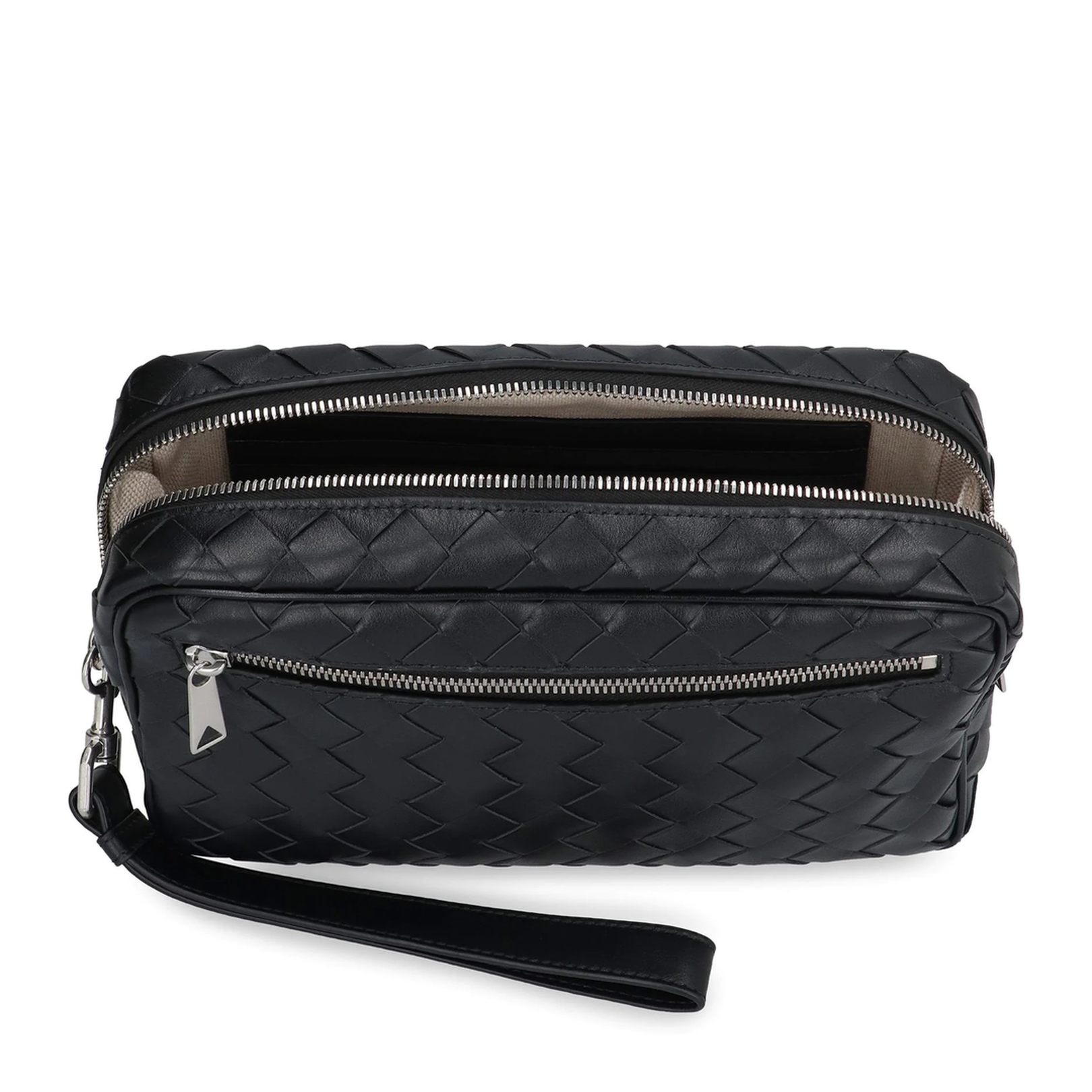 Intrecciato Leather Pouch - Black