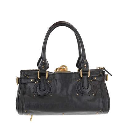 Paddington Grained Buffalo Leather Shoulder Bag - Black