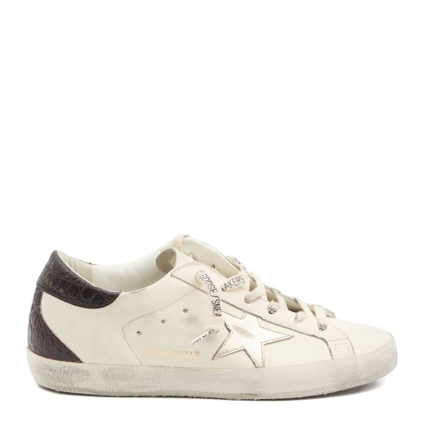 White Super-Star Crocodile-Effect Sneakers