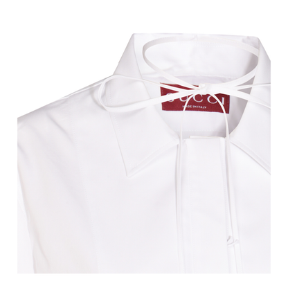 Cotton Poplin Shirt with Horsebit in White