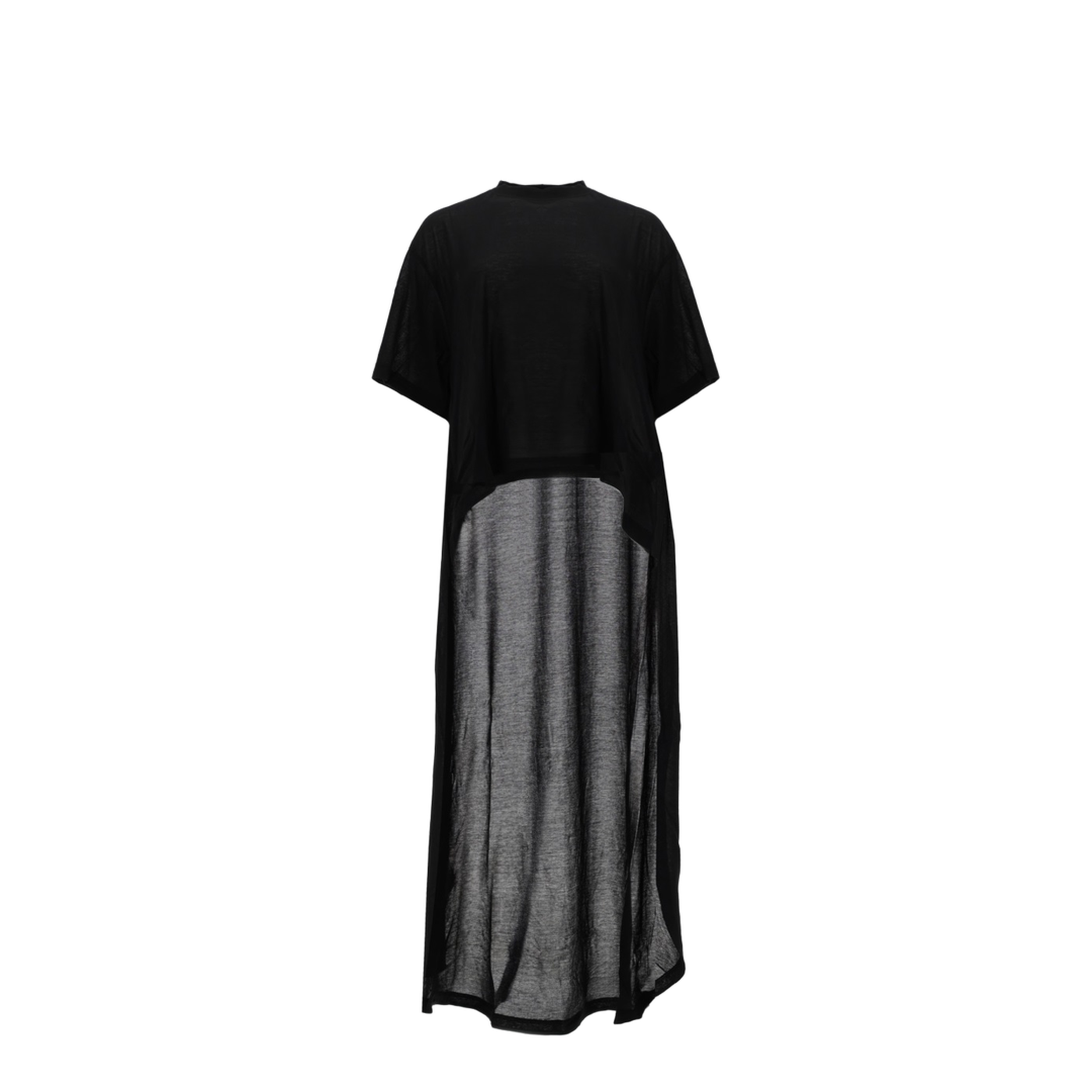 Black Maxi Train T-Shirt in Cotton Jersey