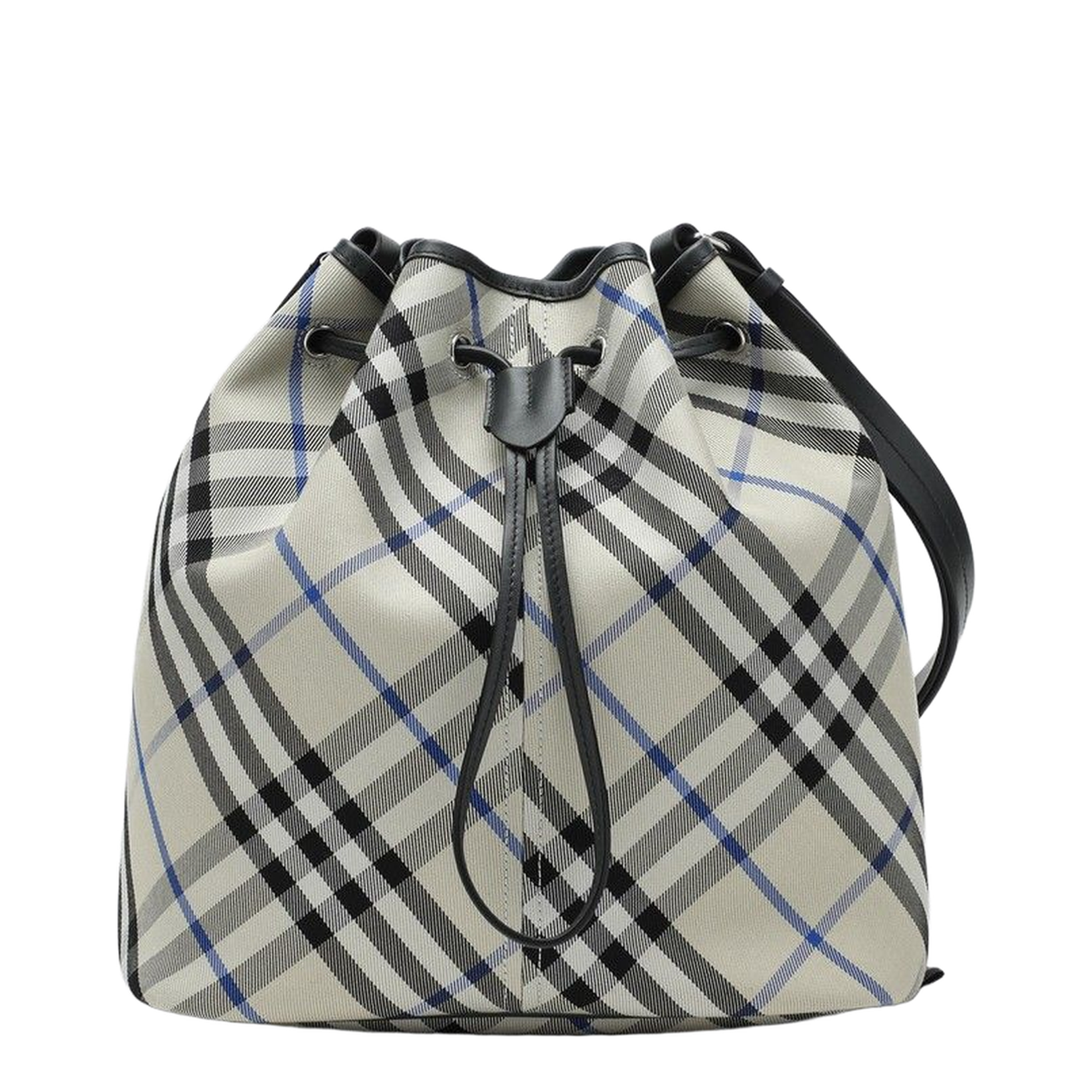 Medium Bucket Bag with Lichen-Colour Check Pattern