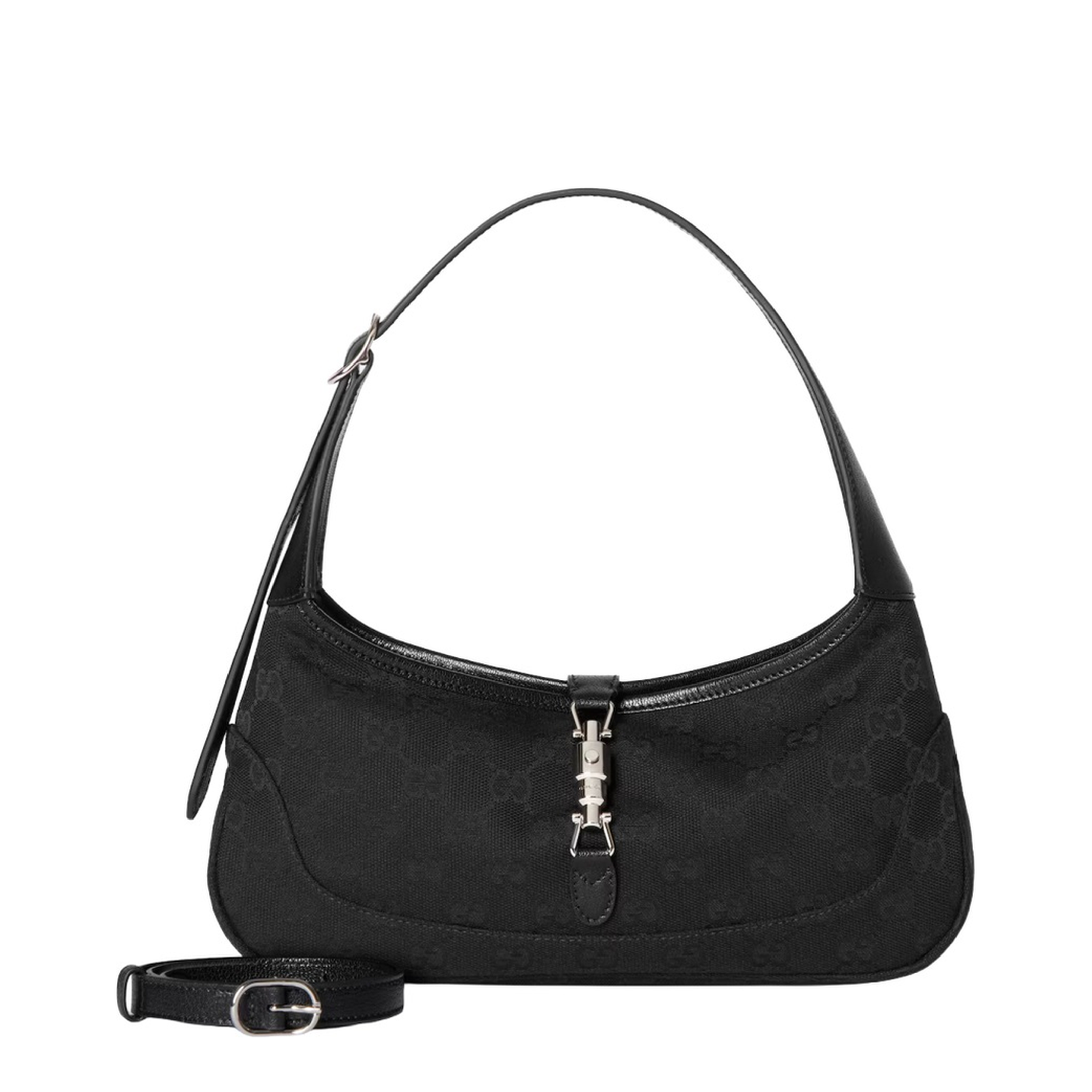 Jackie Slim Medium Canvas Shoulder Bag - Black