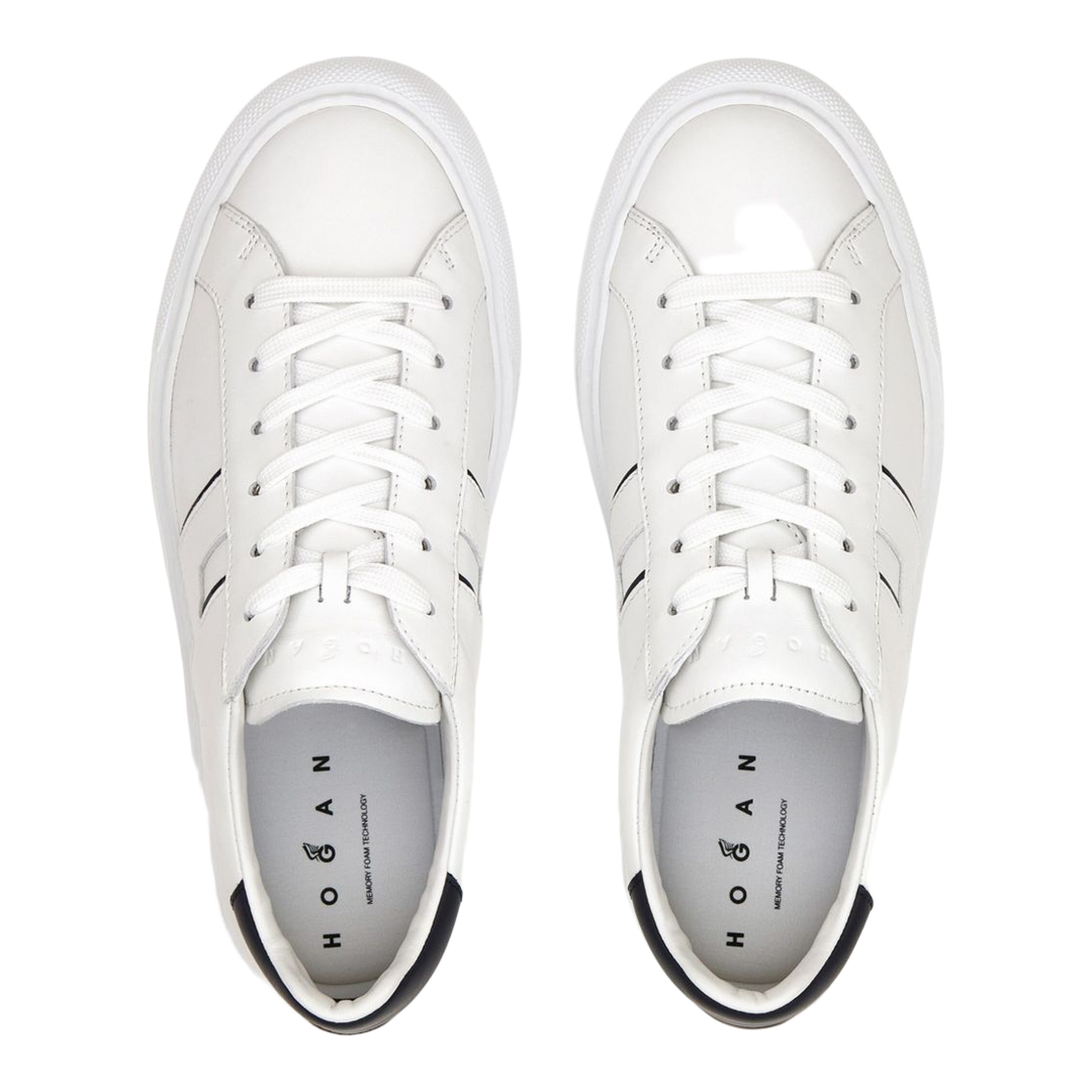 White Logo Design Flat Rubber Sole Lace-Up Closure