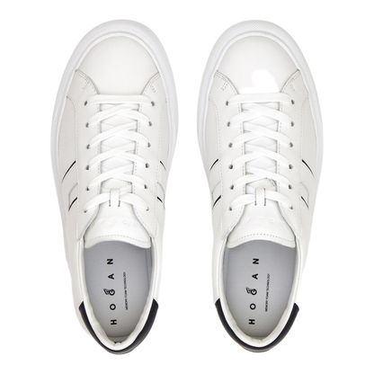 White Logo Design Flat Rubber Sole Lace-Up Closure