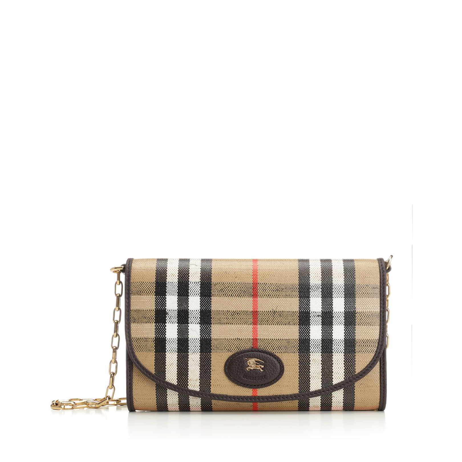 Waxed Canvas Shoulder Bag with Check Motif