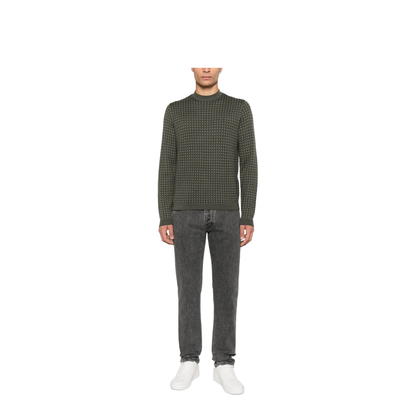 Jacquard Virgin-Wool Jumper with Repeated Eagle Motif