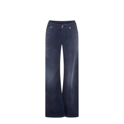 Curved Waist Pants in Navy/Dirty Dark