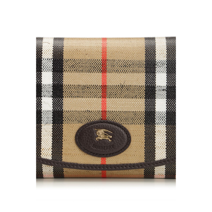 Waxed Canvas Shoulder Bag with Check Motif