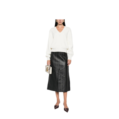 MAYFEYR - Victoria Beckham - Relaxed Fit V-Neck Cotton Blend Sweater - 1325KJU006491A3