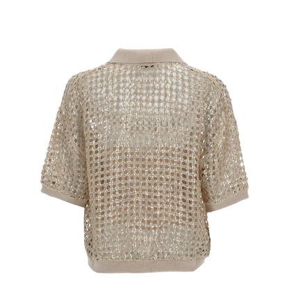 Silk and Linen Knit Polo Shirt