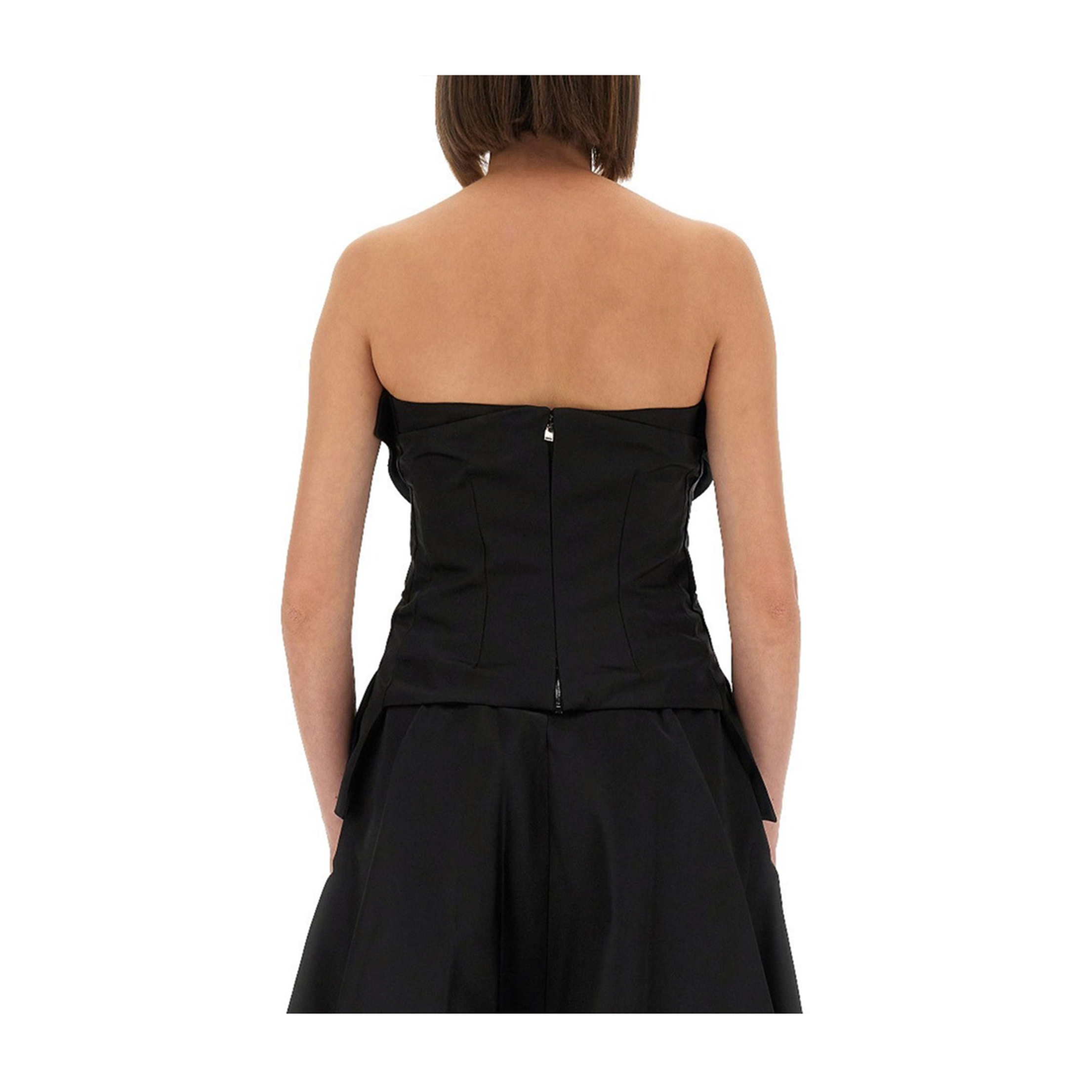 Black Peplum Hem Off-Shoulder Bow Detail Sleeveless Top