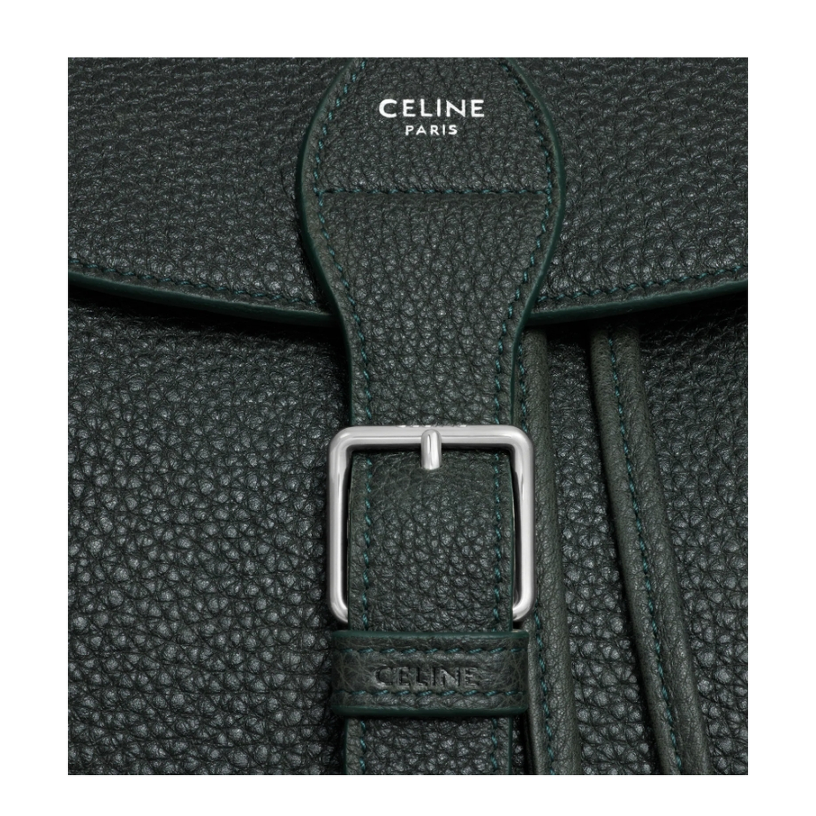 Large Backpack Folco in Grained Calfskin - Night Green