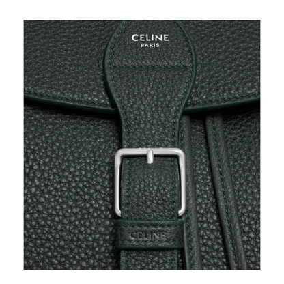 Large Backpack Folco in Grained Calfskin - Night Green