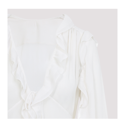 MAYFEYR - ALBERTA FERRETTI - Ivory White Creponne Shirt - A021116170003