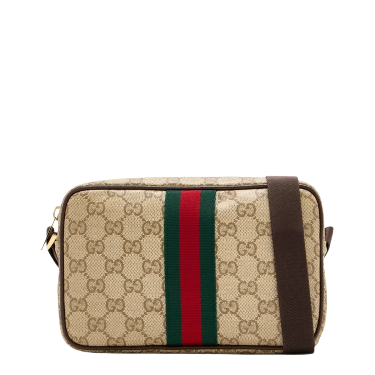GG Supreme Web Compact Canvas Pouch - Beige/Ebony
