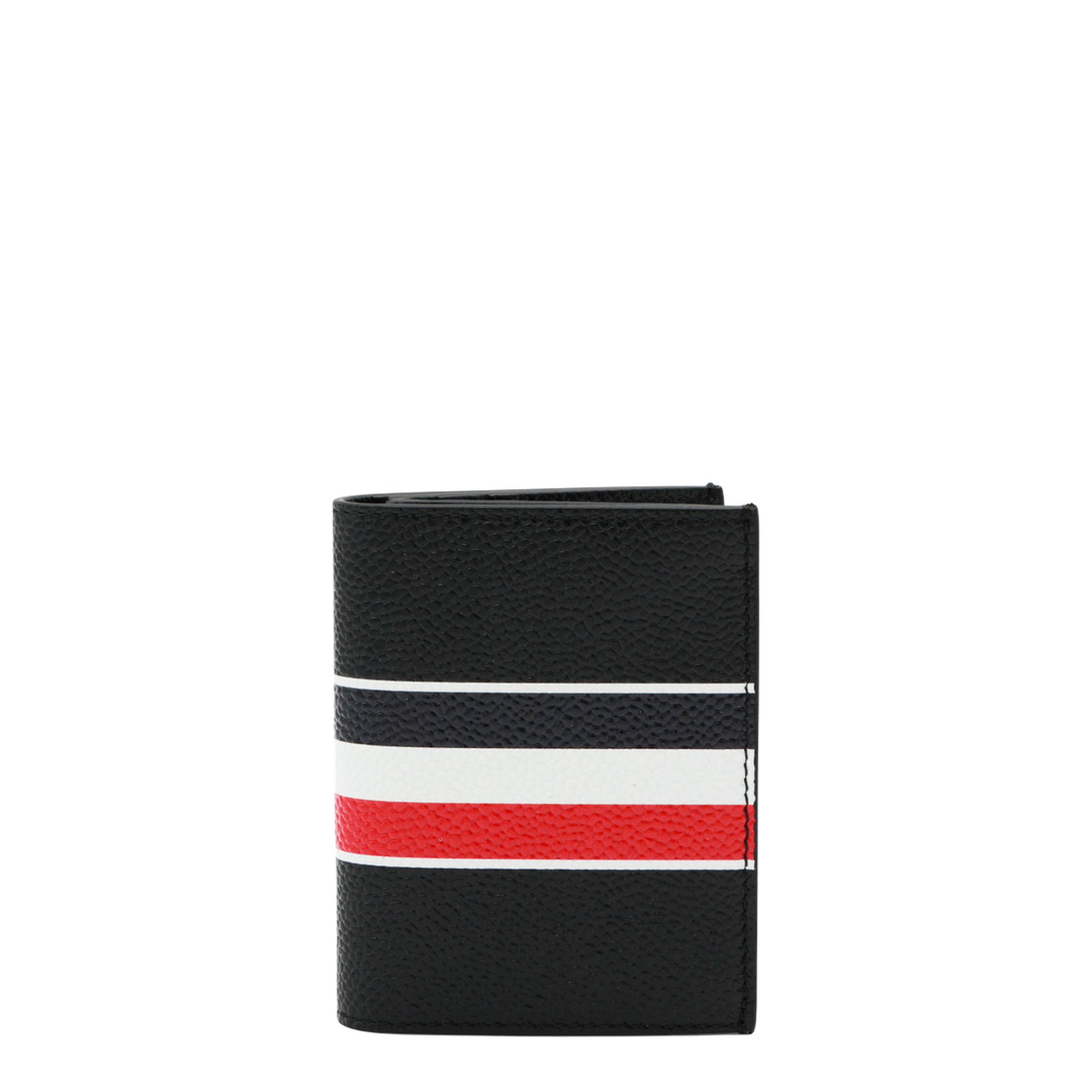 Pebble Grain RWB Stripe Double Card Holder in Black