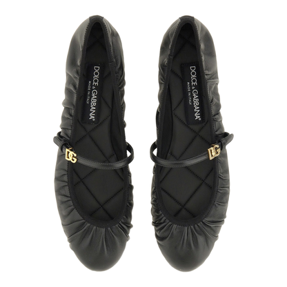 Nappa Leather Ballet Flats in Black