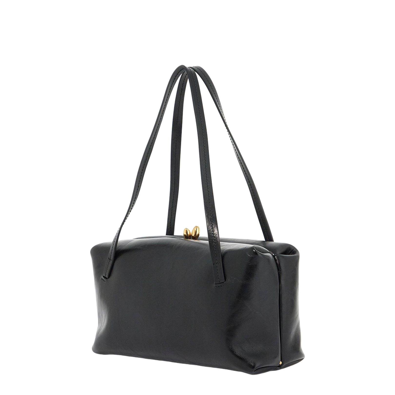 Black Leather Goji Pillow Handbag