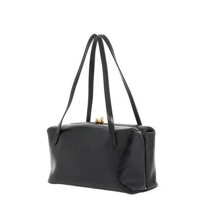 Black Leather Goji Pillow Handbag