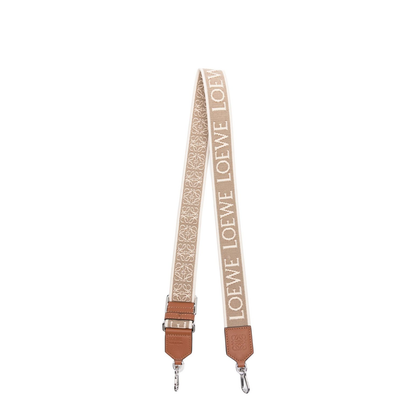 Anagram Strap in Jacquard and Calfskin Beige