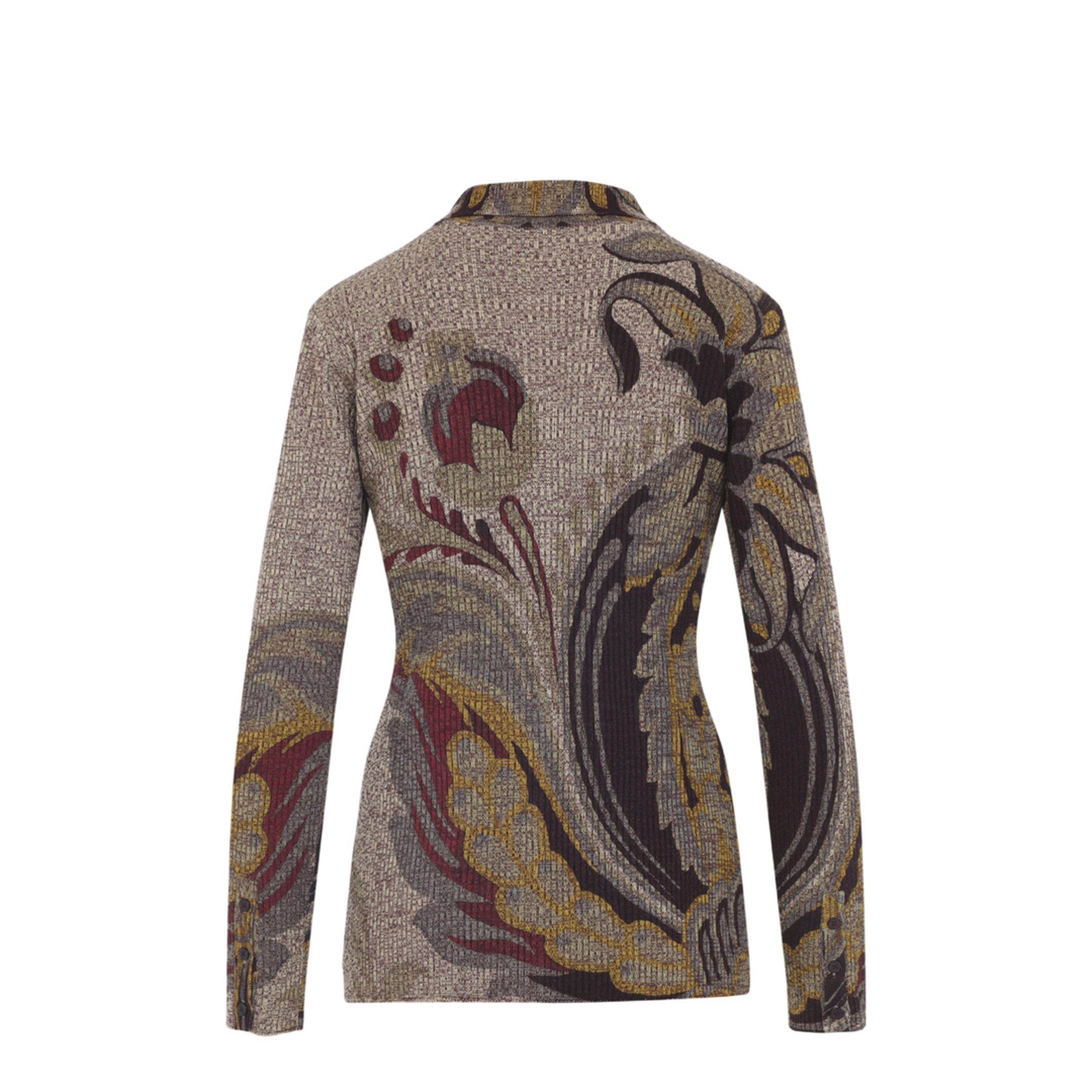 RIBBED WOOL CARDIGAN DAFFODIL MOTIF