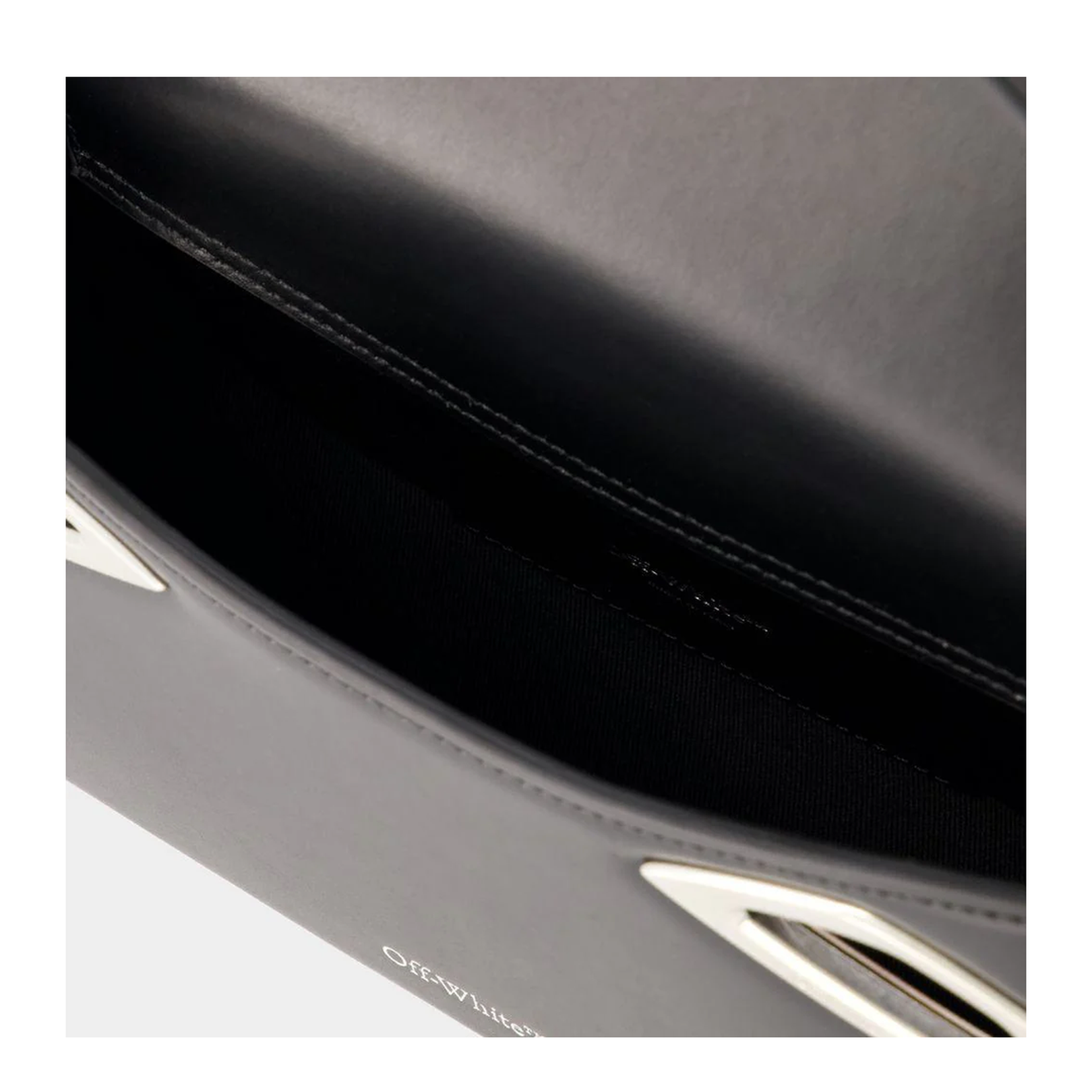 Clam Baguette Bag in Beige Leather with Logo