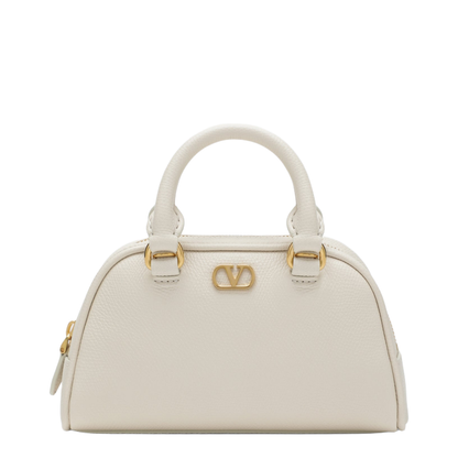 Ivory VLogo Signature Mini Duffle Bag in Grained Calfskin
