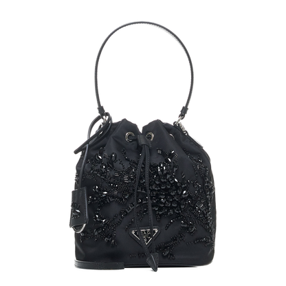 Crystals Re-Nylon Mini Bucket Bag