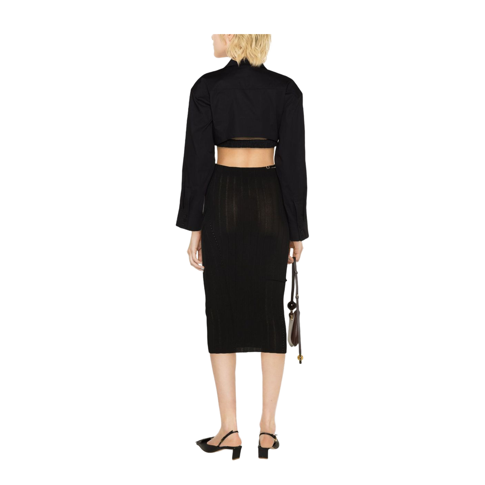 Black Ribbed Knit Skirt