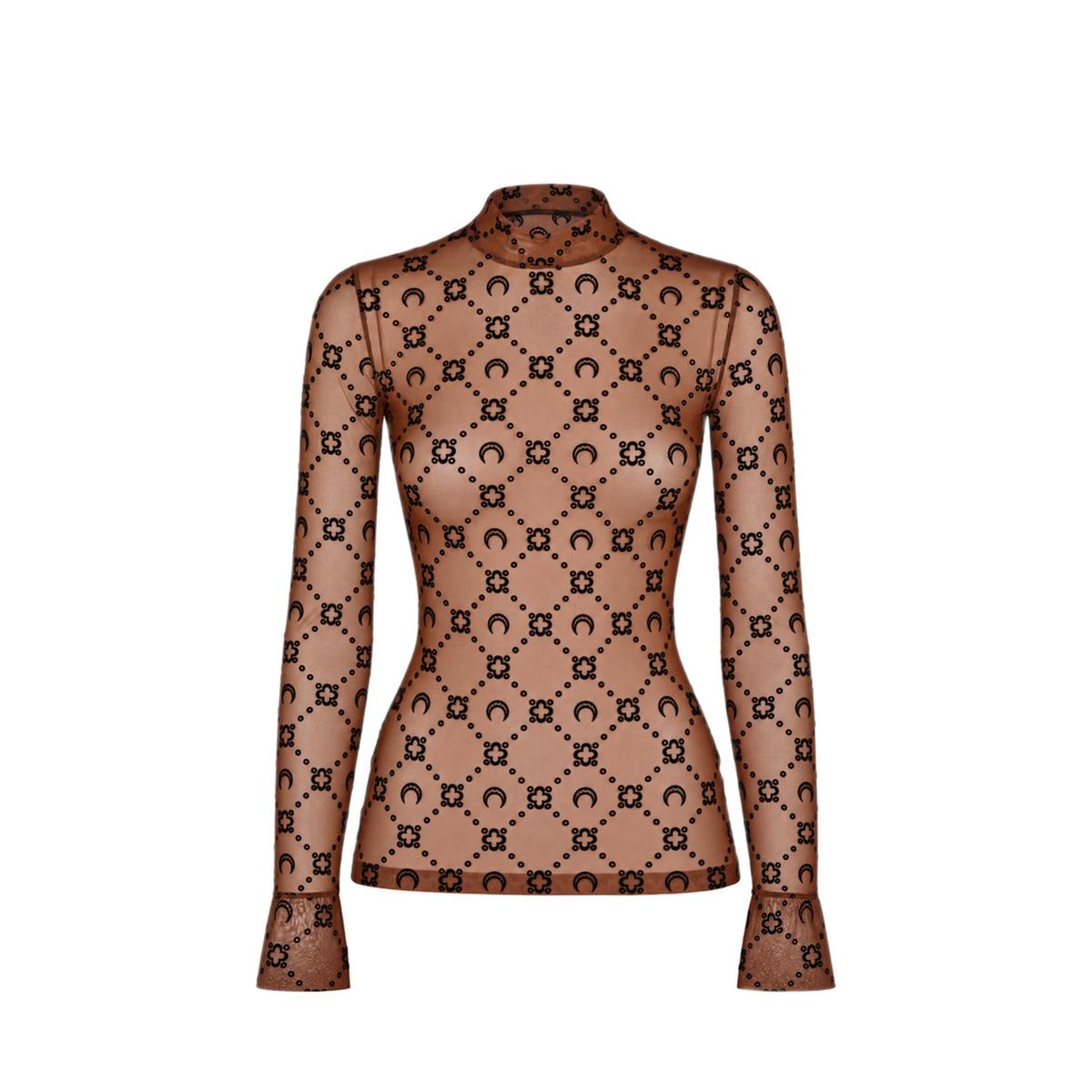 MAYFEYR - Marine Serre - Monogram Mesh Flock Second Skin Top - WTO388ACJER0005BR32