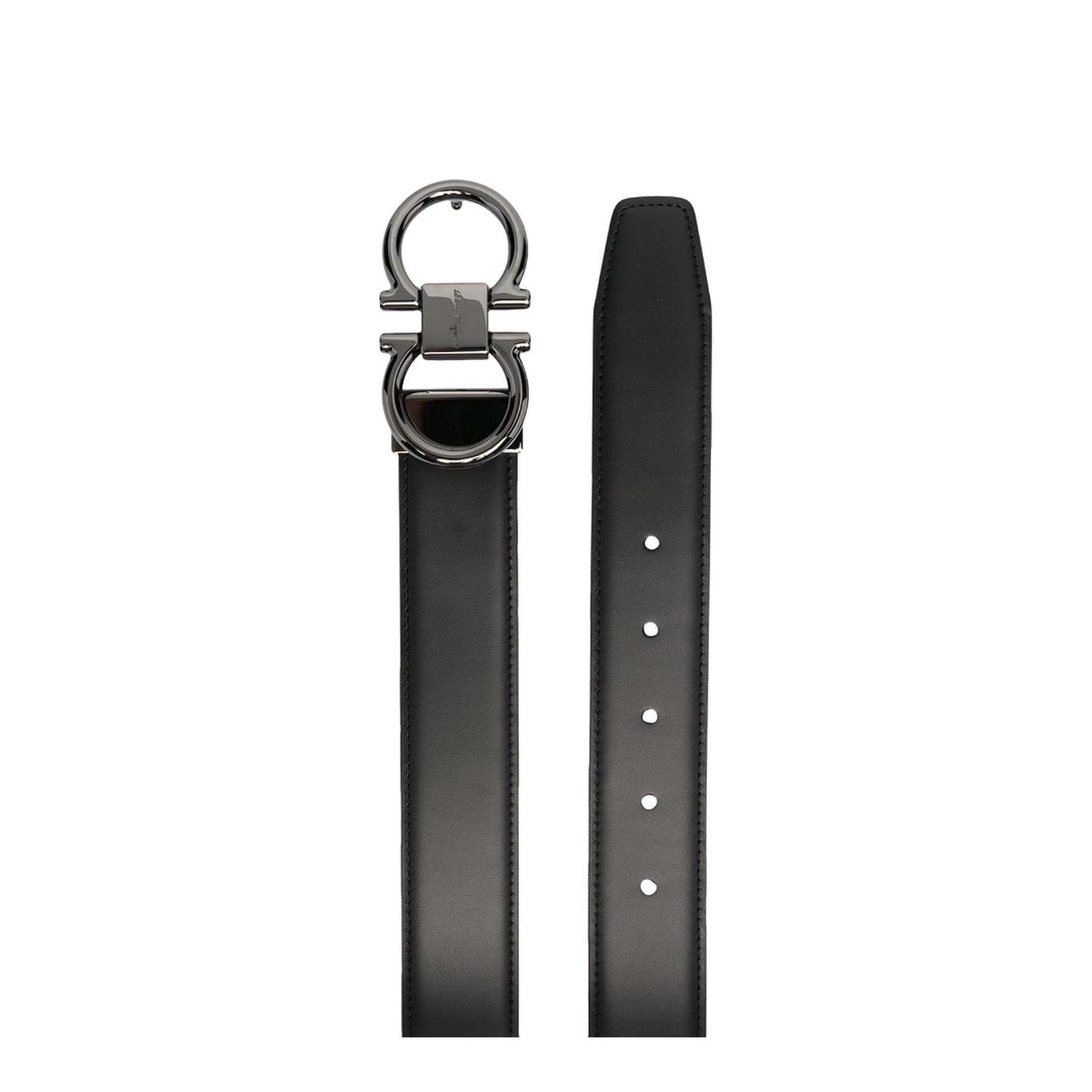 Leather Belt with Engraved Logo - Black