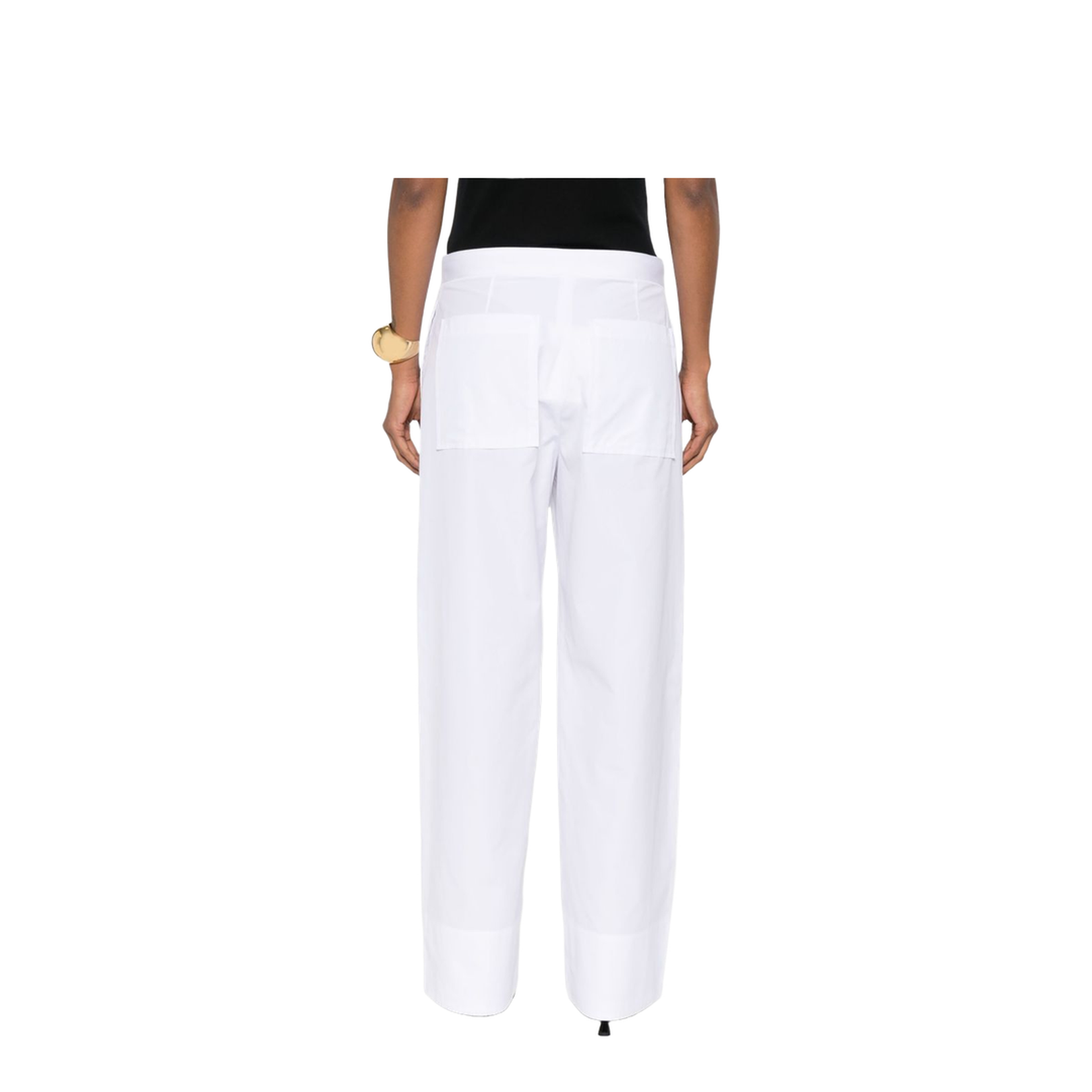 White Pants with Two Rear Patch Pockets in Cotton